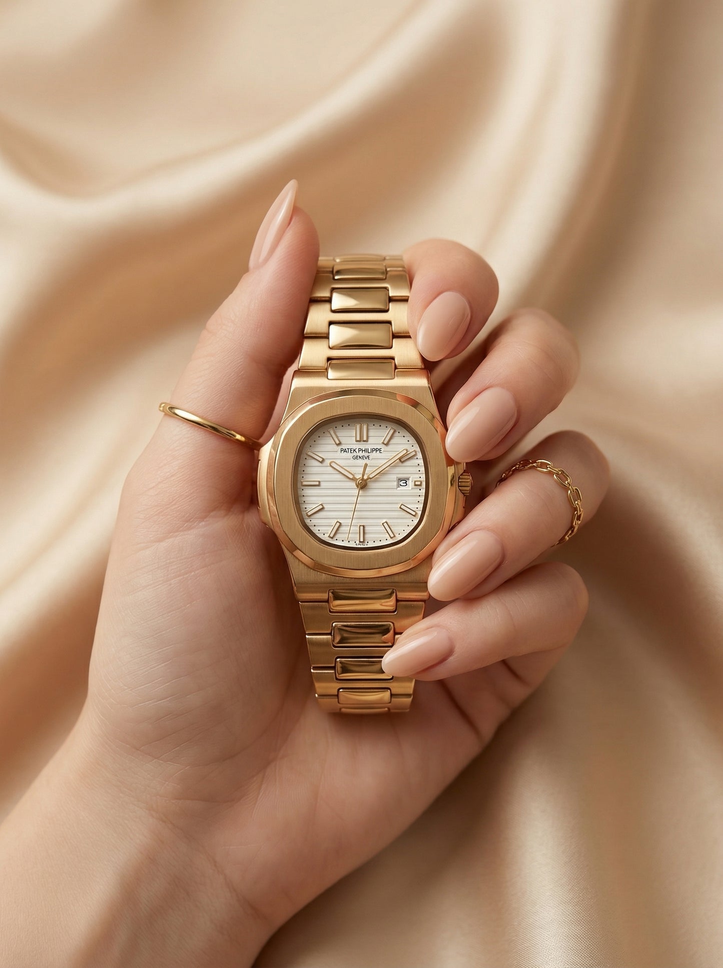 Patek philippe Square White Dial Women Watch- Golden