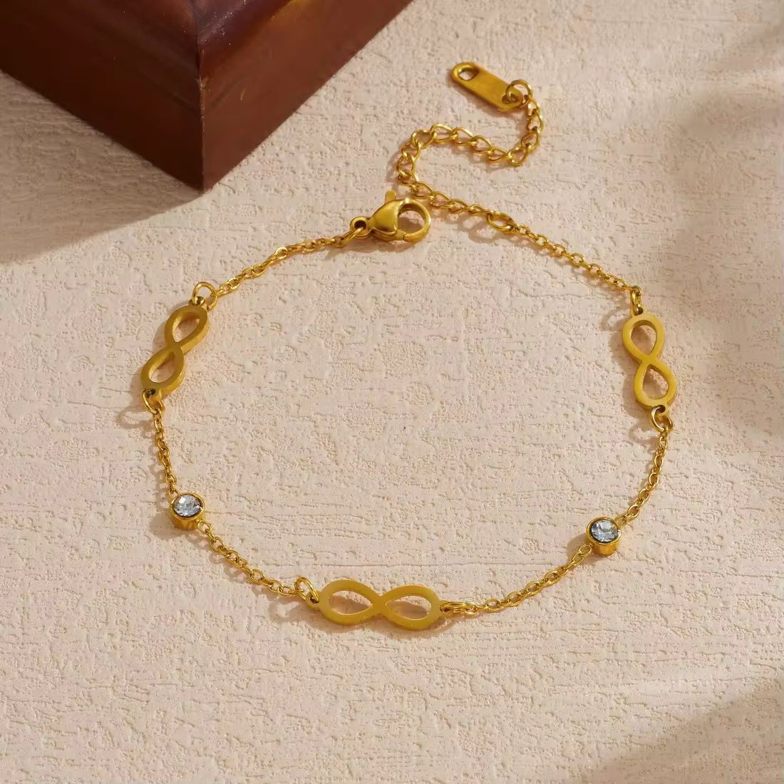 Gold Bracelet With Infinite Symbols Stainless Steel