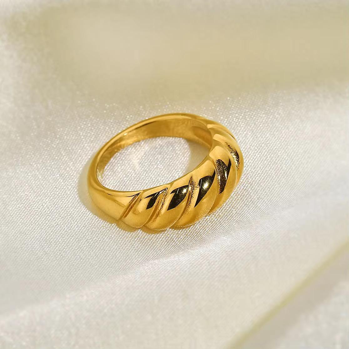 Gold Textured Ring Design Stainless Steel