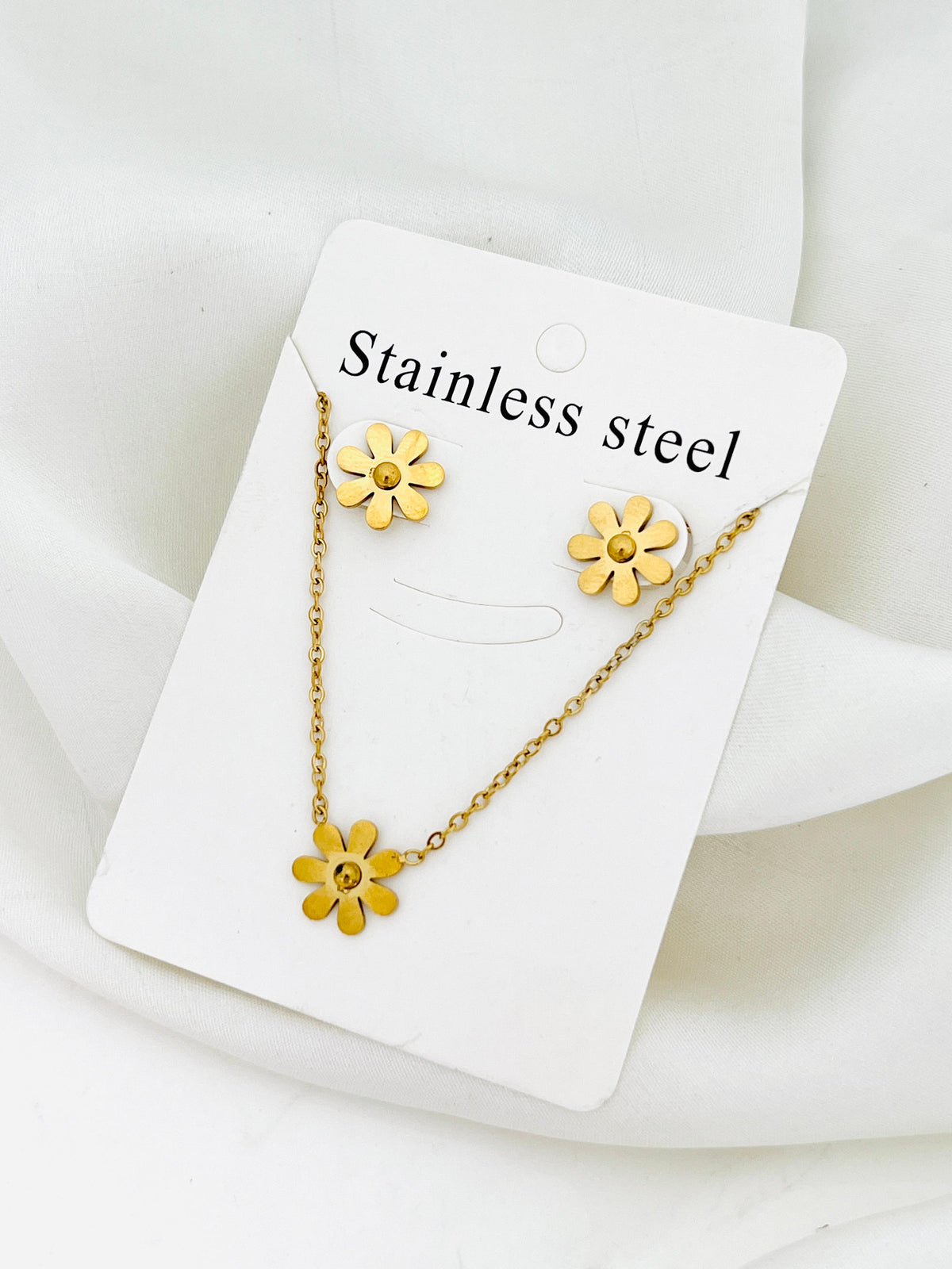 Flower Stainless Steel Gold Finish Set