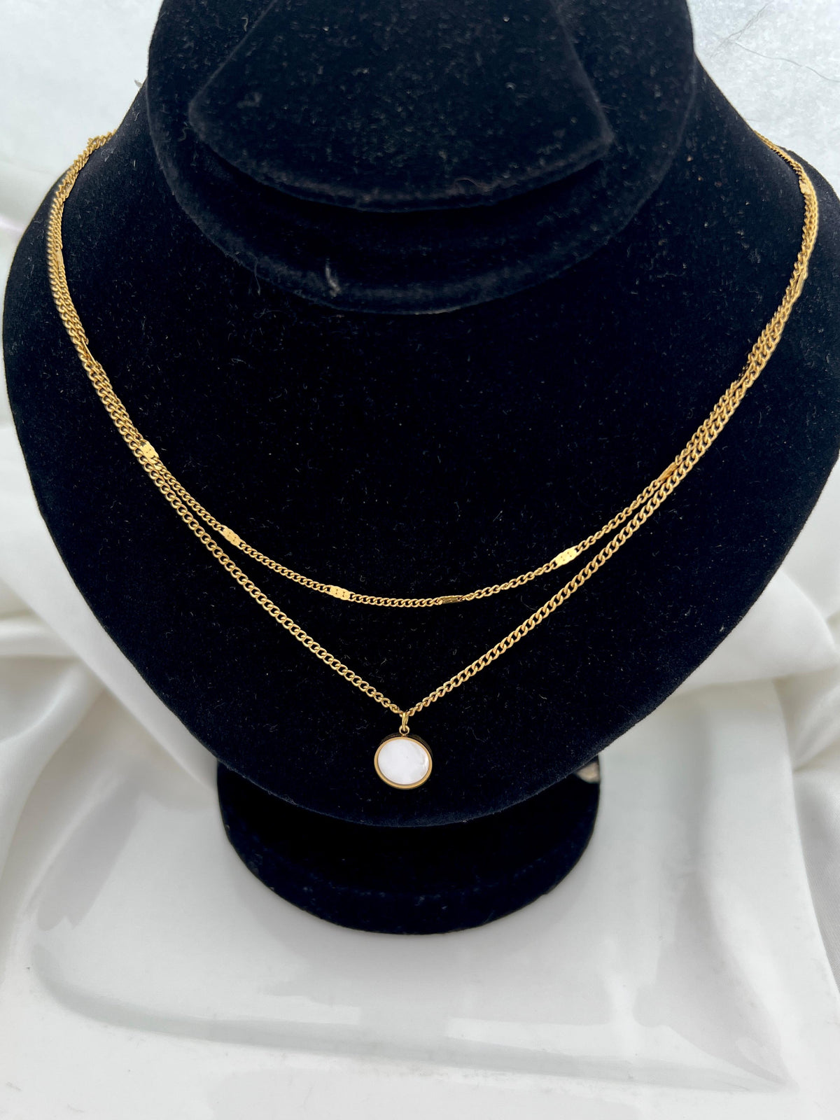 Double Chain with Diamond Stainless Steel Necklace