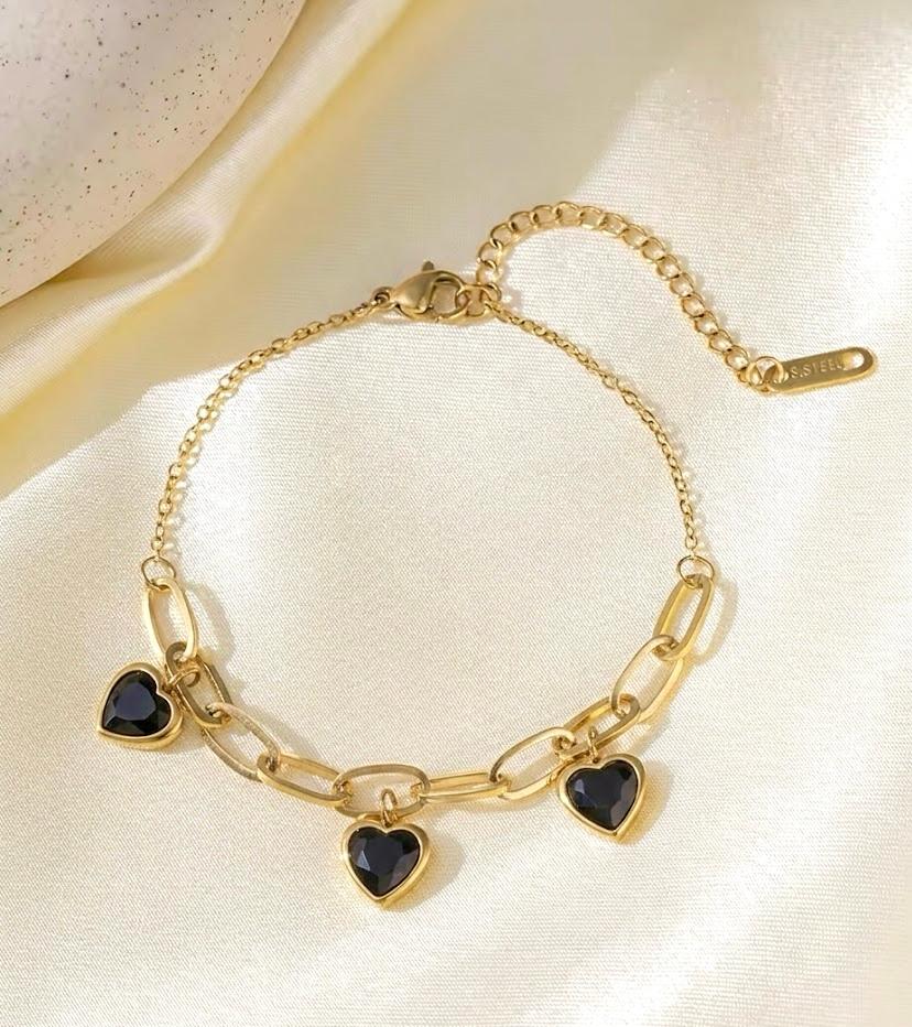 Black Heart Bracelet Stainless Steel