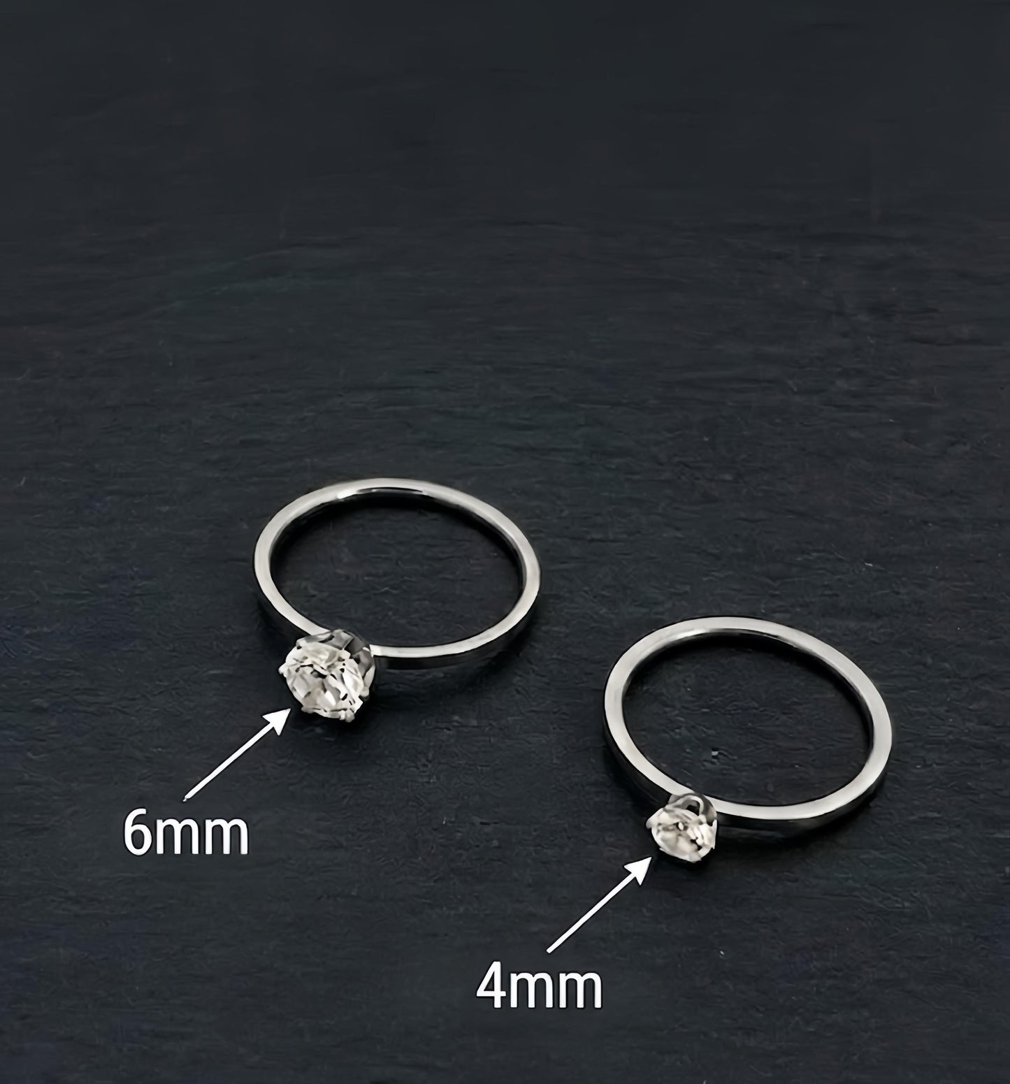 Silver Diamond Stainless Steel Ring
