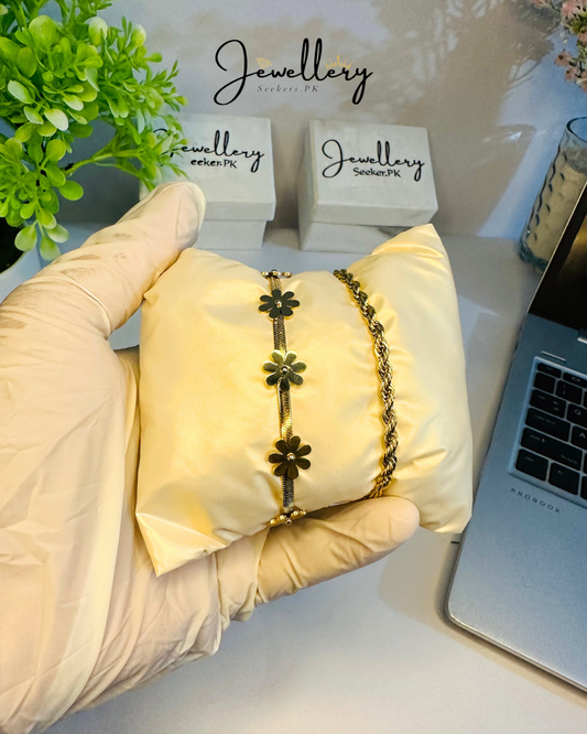 Stainless Steel Twisted & Flower Deal