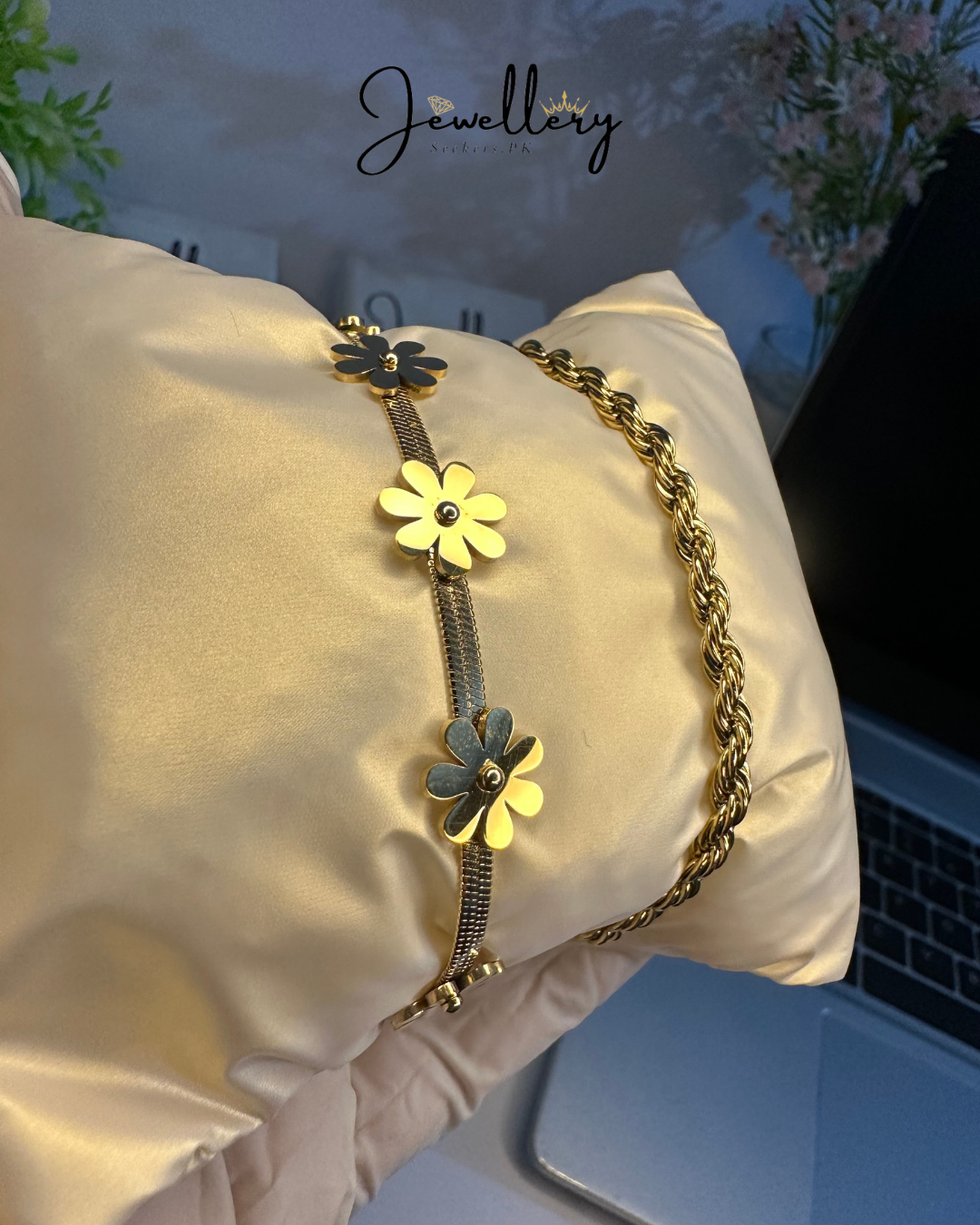 Stainless Steel Twisted & Flower Deal