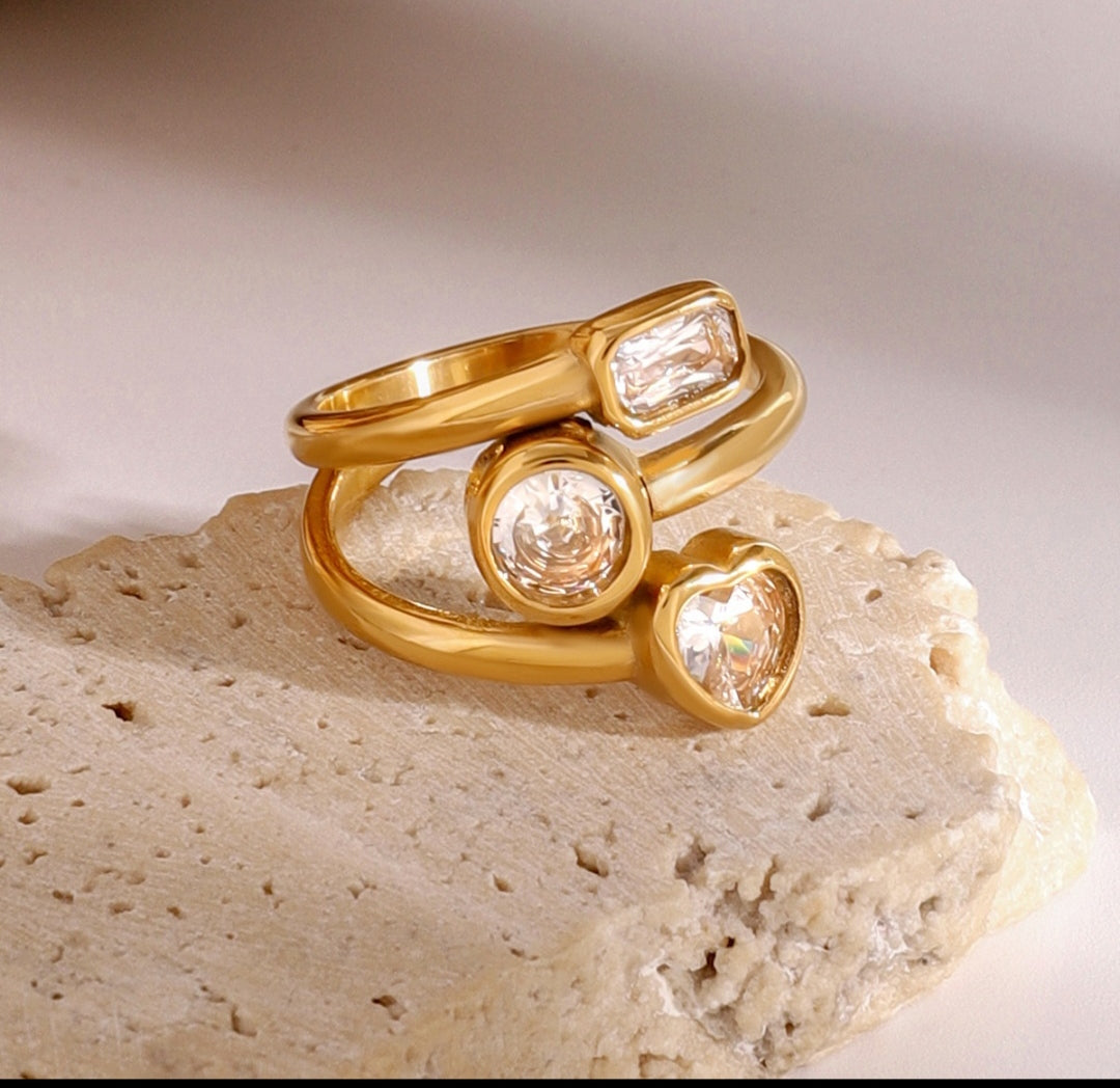Triple Stone Ring Stainless Steel