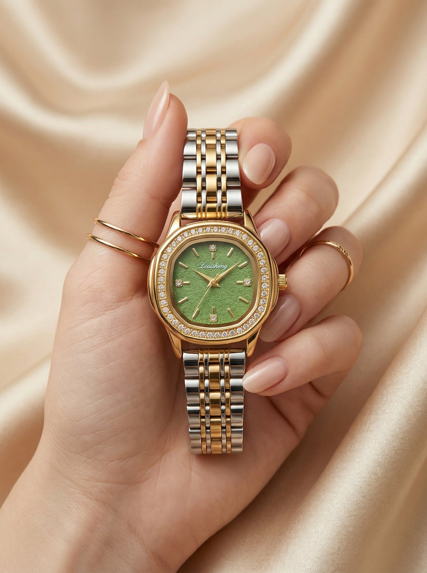Square Dial Women Watch- Two Tone