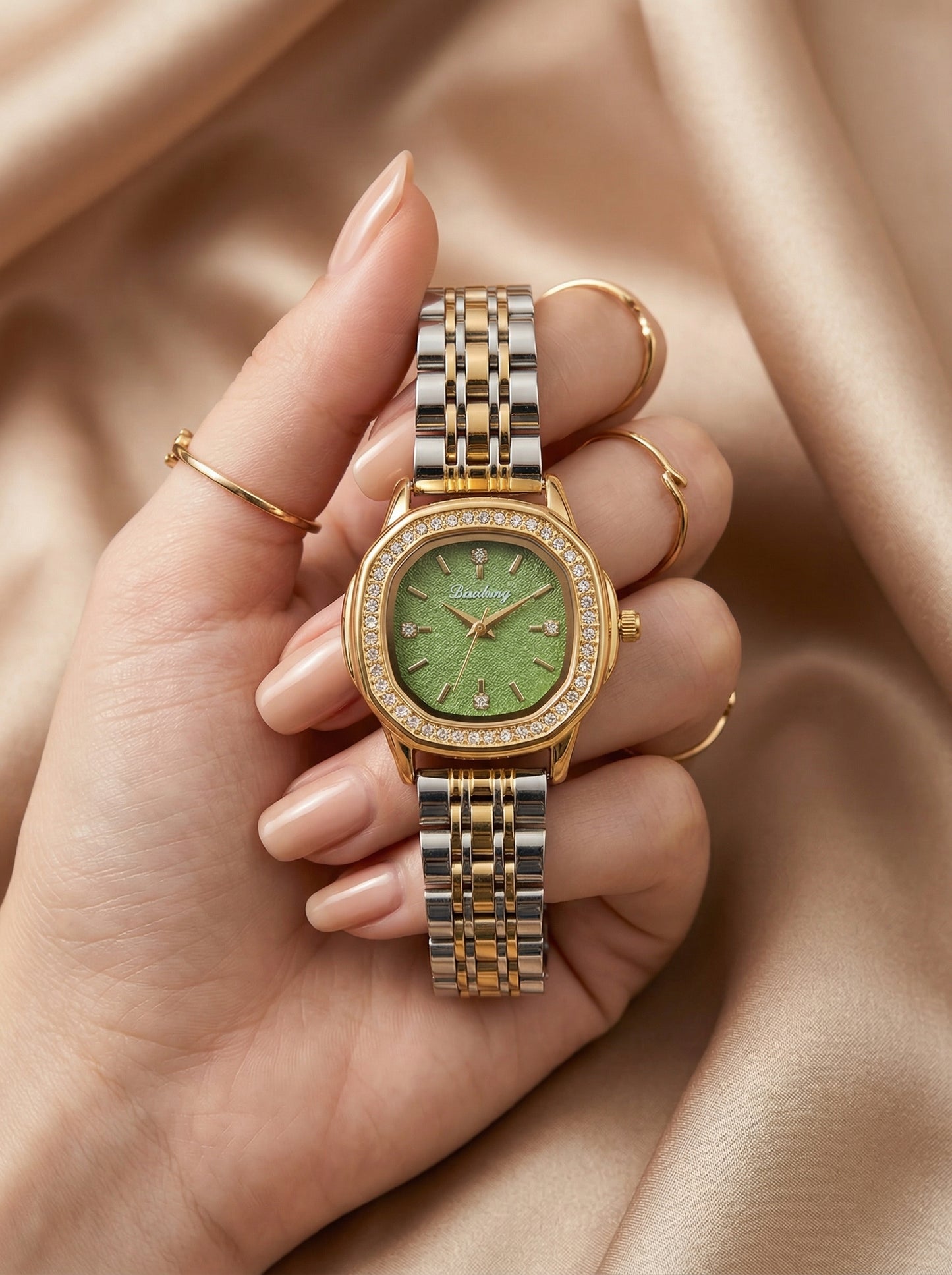 Square Dial Women Watch- Two Tone
