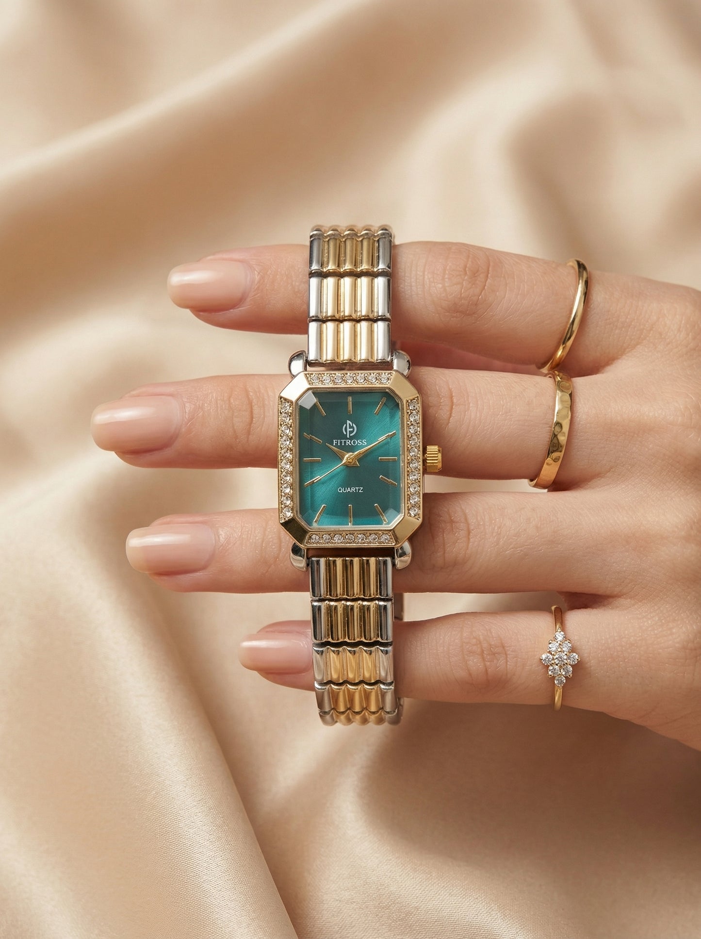 Fitross Green Dial Women Watch - Two Tone