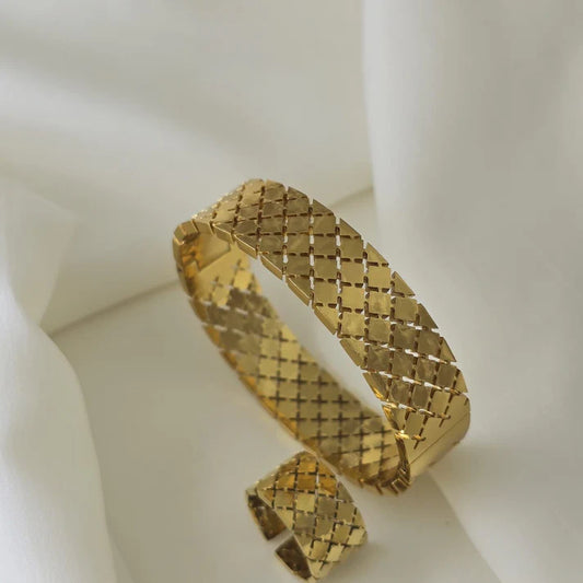 Sparkle Bangle & Ring Set (Adjustable Ring)