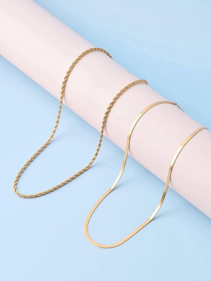 Milas Twisted & Snake Chain Necklace Combo
