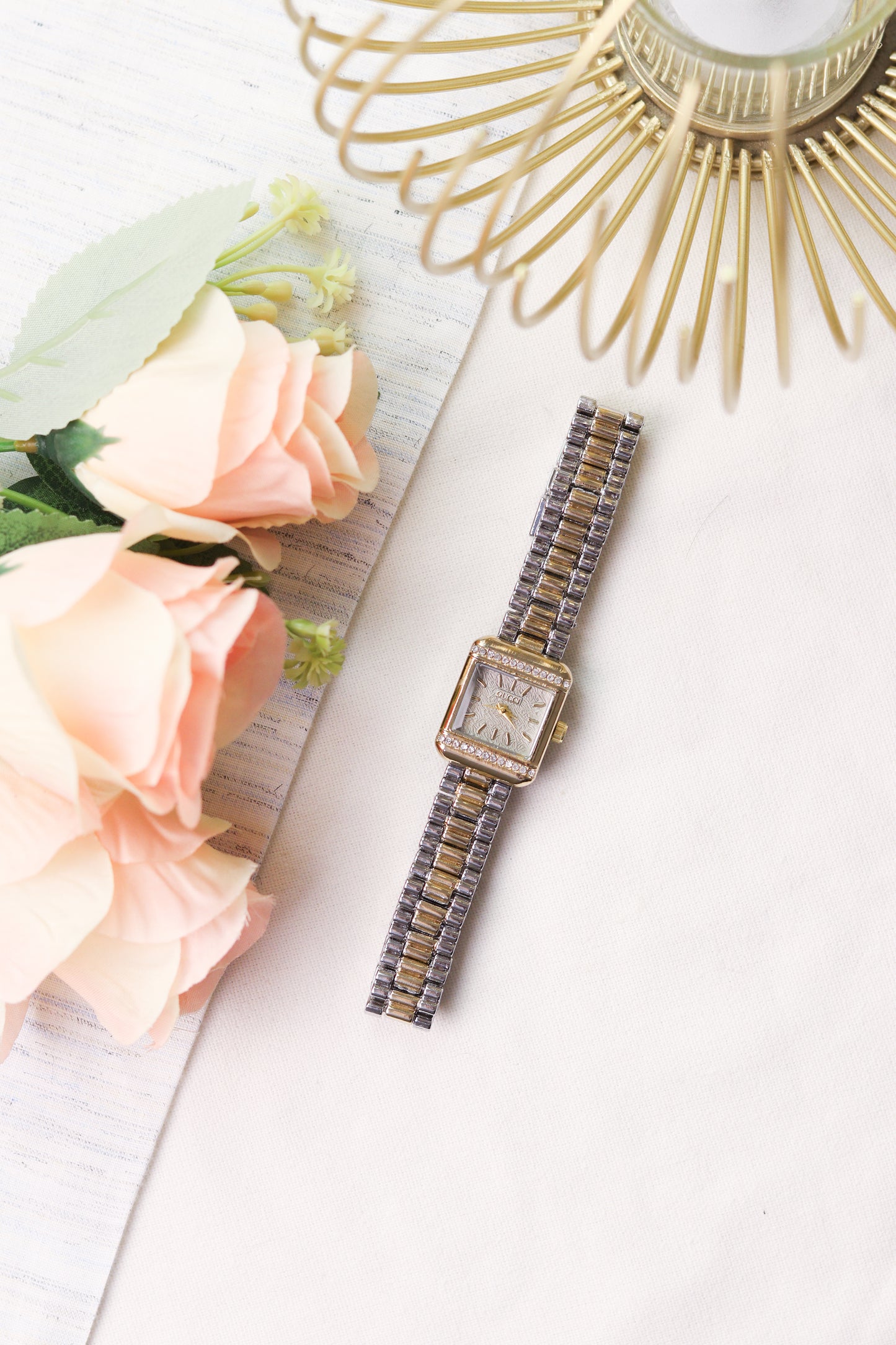 Gucci Rectangular Gleam Women Watch (Two-Tone)