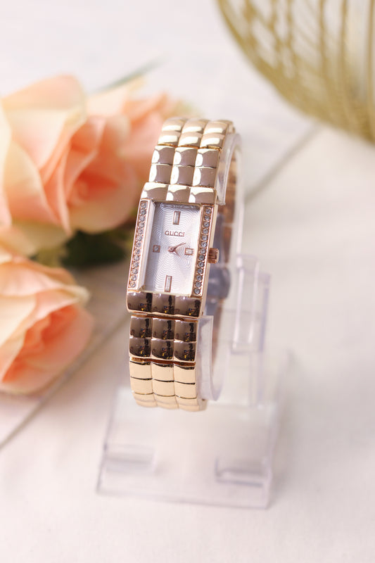 Gucci Rose Shackle Women Watch (White Dial)