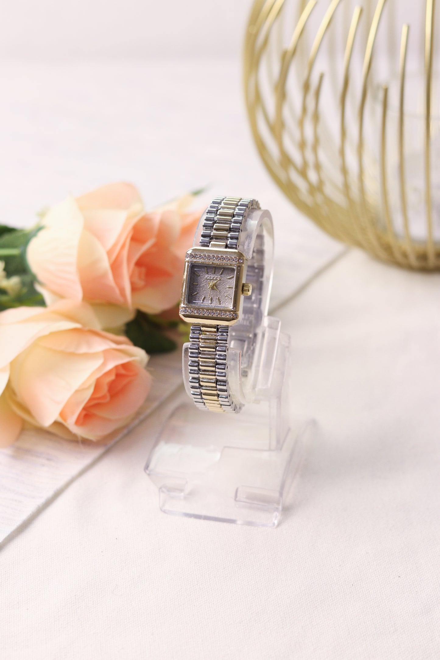 Gucci Rectangular Gleam Women Watch (Two-Tone)