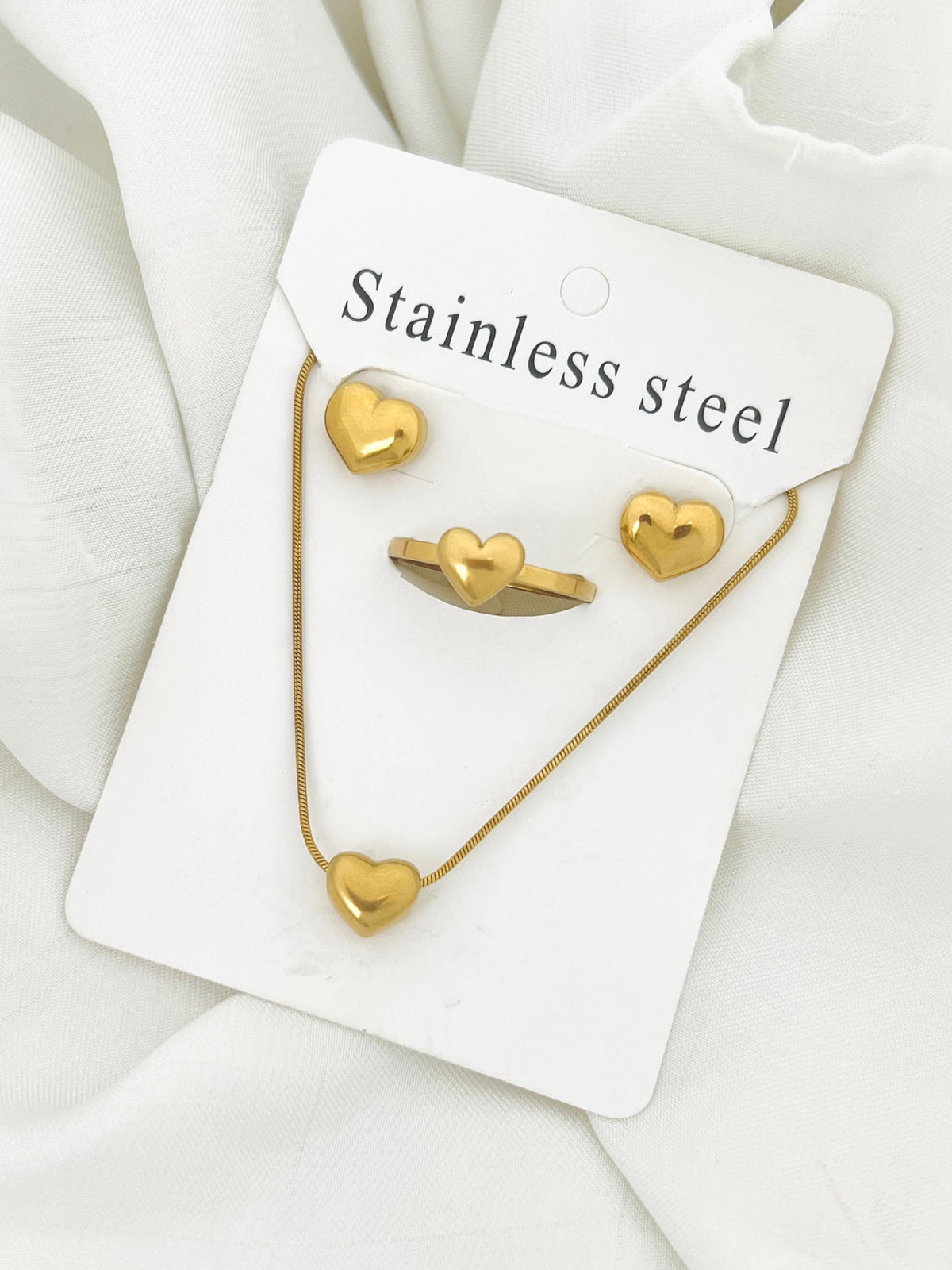 Stainless Steel Heart Set with Ring