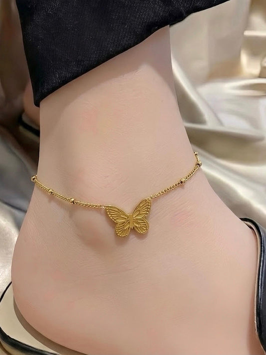 Premium Gold Plated Butterfly Anklet