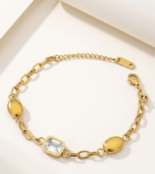 White Stone Everyday Stainless Steel Bracelet