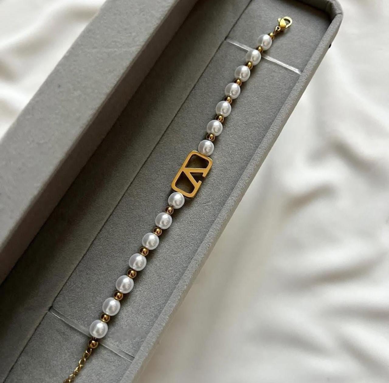 White Stone V Stainless Steel Bracelet