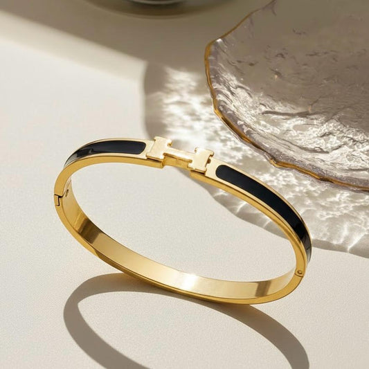 hermes Black Stainless Steel bangle