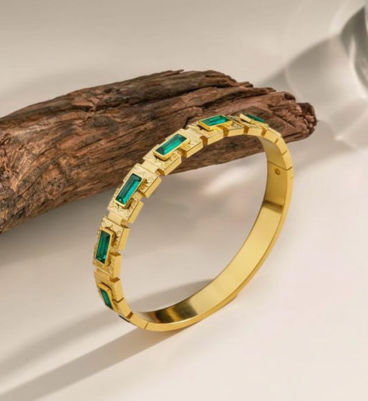 Green Diamond Stainless steel Bangle