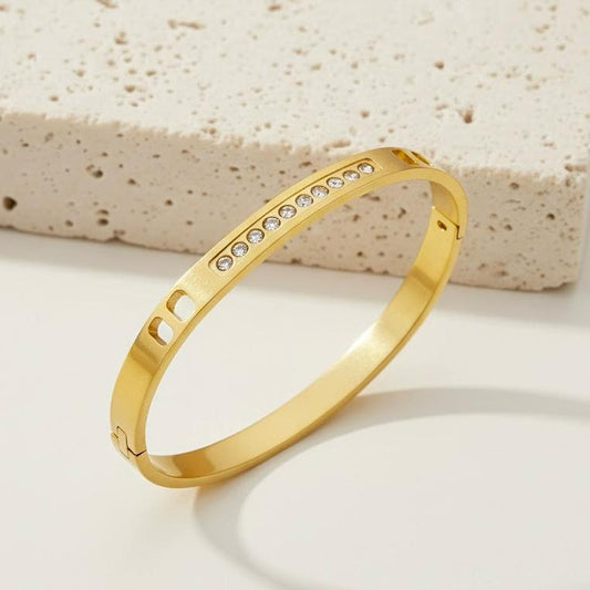Crystal Diamond Stone Stainless Steel Bangle