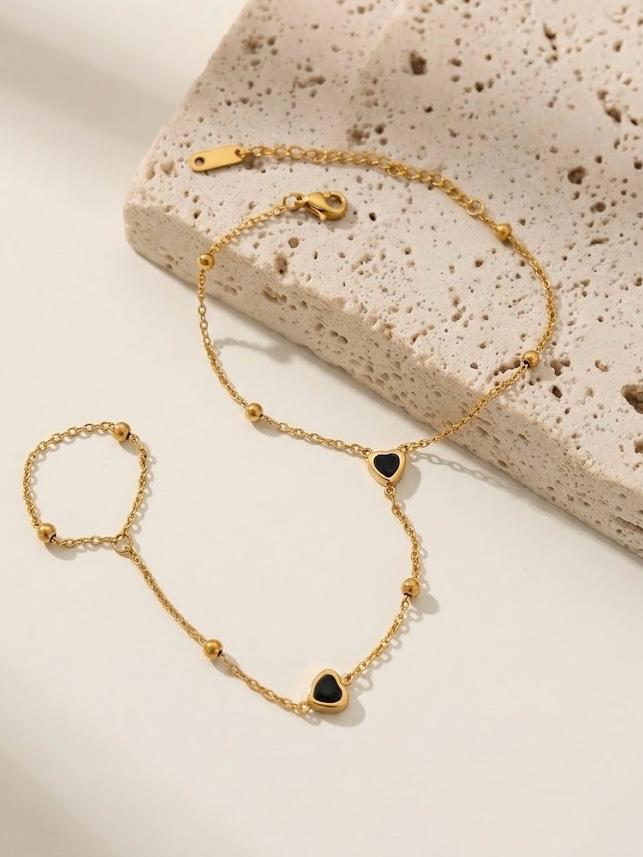 Golden  Stainless Steel  Black Beads Anja