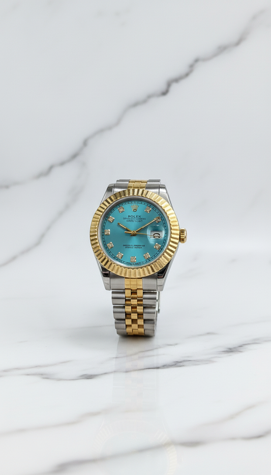 Rolex Date Oyster Golden Dial Women Watch